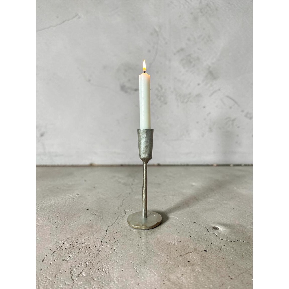 Modernist Industrial Hammered Iron Candlestick Holder – Post Modern Loft Decor
